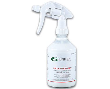 INOX-Protect Spray (hard sealant) protects finished and polished metal surfaces with a clear, dry adhesive film