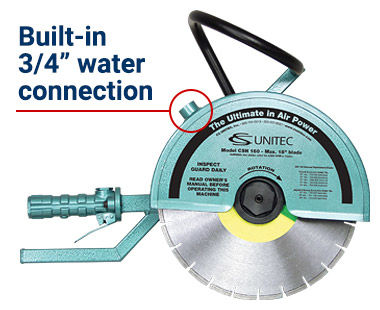 14" hand-held cut-off saw with built-in 3/4" water connection