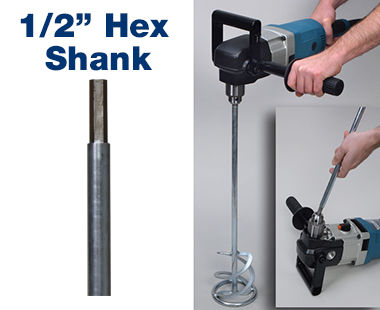 1/2" hex shank mixing paddles for drills with 3-jaw chucks