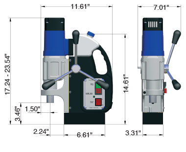 MAB 455 Portable Magnetic Drill Dimensional Drawing