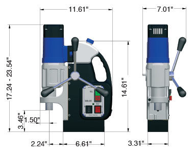 MAB 485 Portable Magnetic Drill Dimensional Drawing