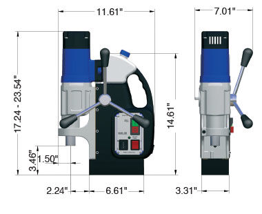 MAB 525 Portable Magnetic Drill Dimensional Drawing