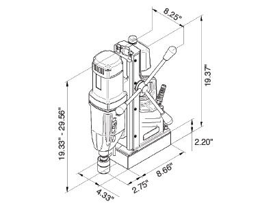 MABasic 850 Portable Magnetic Drill Dimensional Drawing