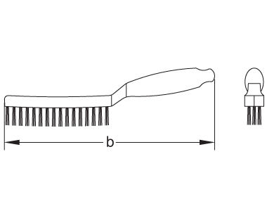 Ex1001 Non-Sparking, Non-Magnetic Straight Handle Scratch Brush Dimensional Drawing