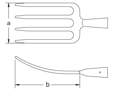 Ex1010 Non-Sparking, Non-Magnetic Garden Fork Dimensional Drawing