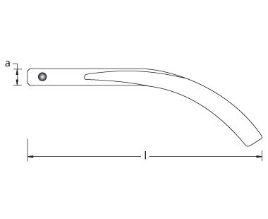 Ex1101BH Non-Sparking, Non-Magnetic Banana Wedge with Lanyard Hole Dimensional Drawing