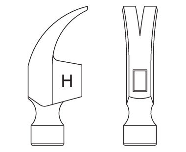 Martillo de uña dibujo dimensional