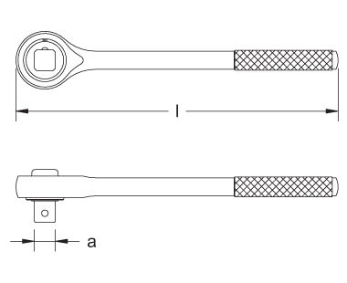 Llave de trinquete dibujo dimensional