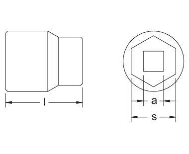 Ex1503AA Regular Sockets, 6-Point, 1/4" Drive Dimensional Drawing