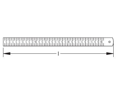 Ex1601 Non-Sparking, Non-Magnetic Ruler Dimensional Drawing