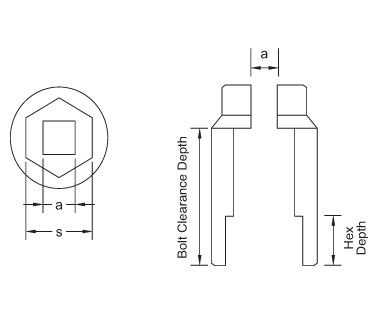 Dados de impacto profundos, de 6 puntos, de 3/4" dibujo dimensional