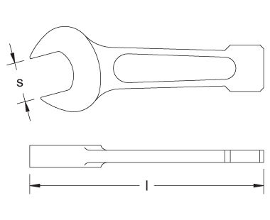 Ex200 Striking Wrench, Open End Dimensional Drawing