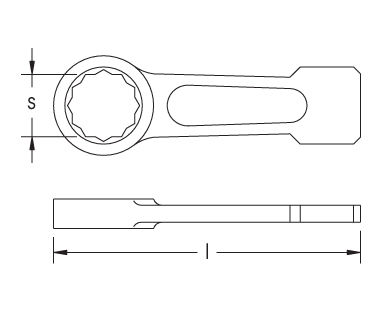 Ex210B Striking Box Wrench, 12-Point, DIN 7444 Dimensional Drawing