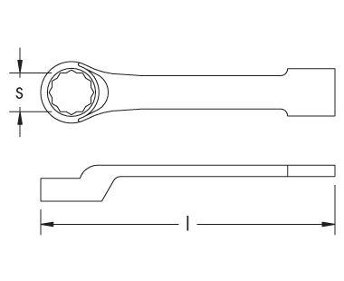 Ex201F Striking Box Wrench, 12-Point, Offset Dimensional Drawing