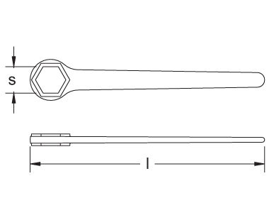 Ex204 Non-Sparking, Non-Magnetic Box End Wrench - 6-Point Dimensional Drawing