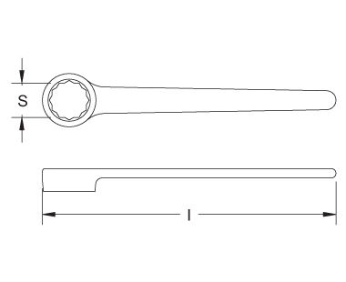 Llave de estrella; de 12 puntos dibujo dimensional