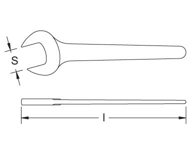 Ex205 Non-Sparking, Non-Magnetic Open End Wrench Dimensional Drawing