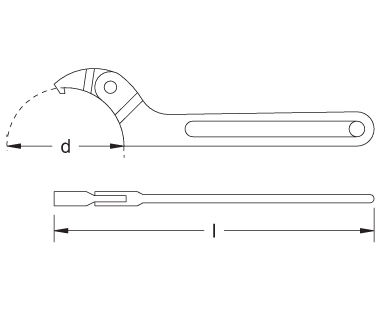 Ex208S Spanner Adjustable Wrench Dimensional Drawing