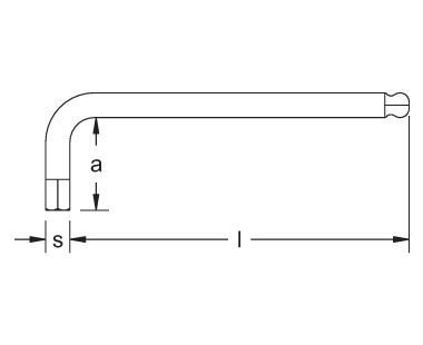 Ex209 Allen/Hex Key Wrench, DIN 911 Dimensional Drawing