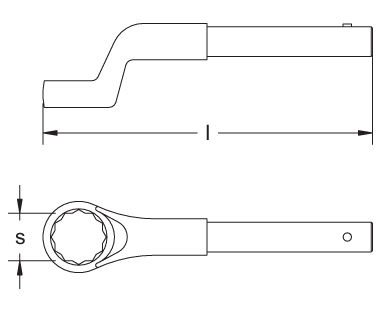 Ex215 Non-Sparking, Non-Magnetic Box End Wrench, for Extension Dimensional Drawing
