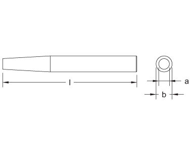 Perno botador, tipo recto dibujo dimensional