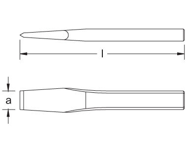 Ex304 Cincel de mano dibujo dimensional