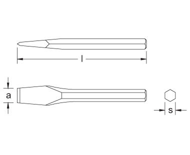 Ex304A Non-Sparking, Non-Magnetic 6-Point Chisel Dimensional Drawing