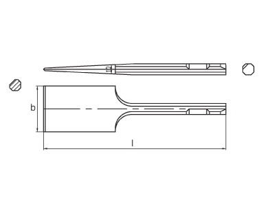 Ex312 Cincel de pala dibujo dimensional