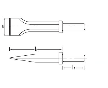 Ex314 Non-Sparking, Non-Magnetic Chipping Hammer Chisel Dimensional Drawing