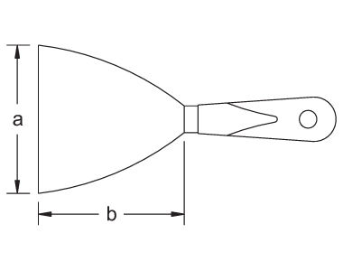 Ex408 Non-Sparking, Non-Magnetic Putty-Hand Scraper Knife Dimensional Drawing