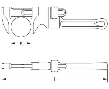 Llave de tubo, tipo mono dibujo dimensional