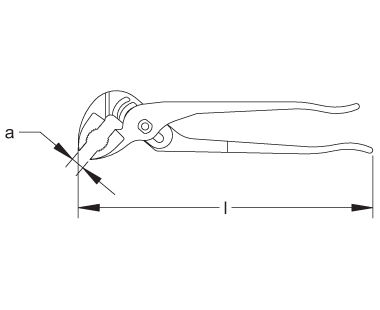 Ex604 Groove Joint Pliers Dimensional Drawing