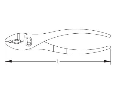 Pinzas de combinación ajustable dibujo dimensional