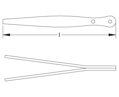 Ex610 Non-Sparking, Non-Magnetic Flat-Point Tweezer Dimensional Drawing