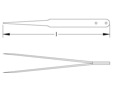 Ex610S Non-Sparking, Non-Magnetic Fine-Point Tweezer Dimensional Drawing