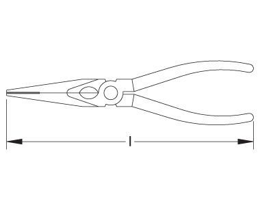 Ex611 Long Nose Pliers with Side Cutter, DIN ISO 5745 Dimensional Drawing