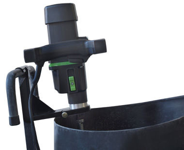 PP650 clamp holding mixer on Pelican Cart-close-up