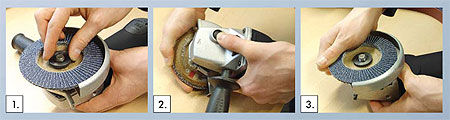 Simple clamping nut for no-tools changeover of abrasives