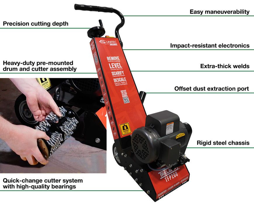 TFP 200 8" 110 V Concrete Scarifier & Deck Scaler