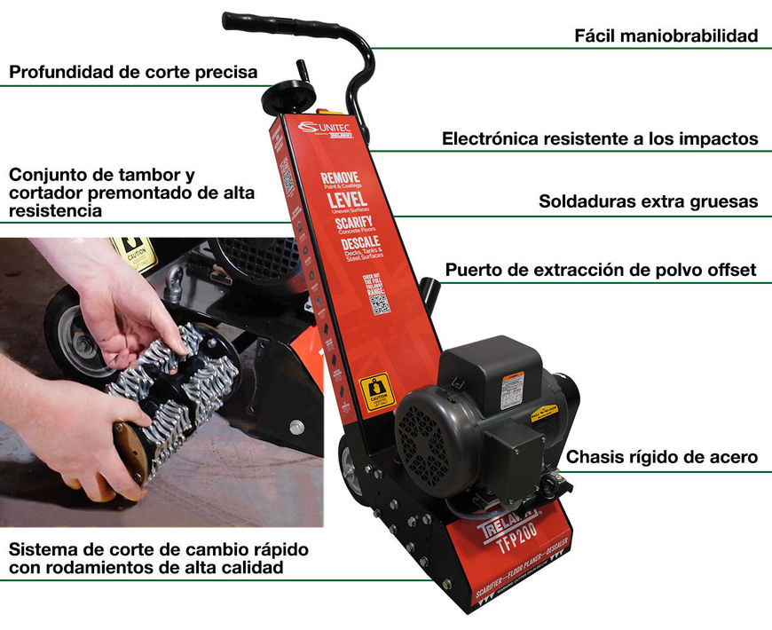 RASPADORES DE CONCRETO Y ORUGAS DE CUBIERTA MONOFÁSICOS DE 120V