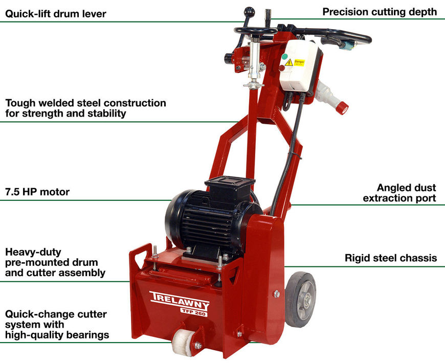 TFP 260 Electric Concrete Scarifier / Deck Planer Infographic