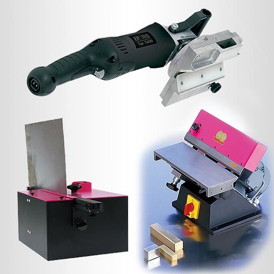 Hand-held and bench-mounted deburring machines