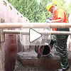 Air chain saw cutting ductile iron pipe