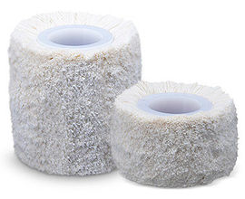 Cotton yarn buffing wheel for very bright, high-mirror finish when used with compounds